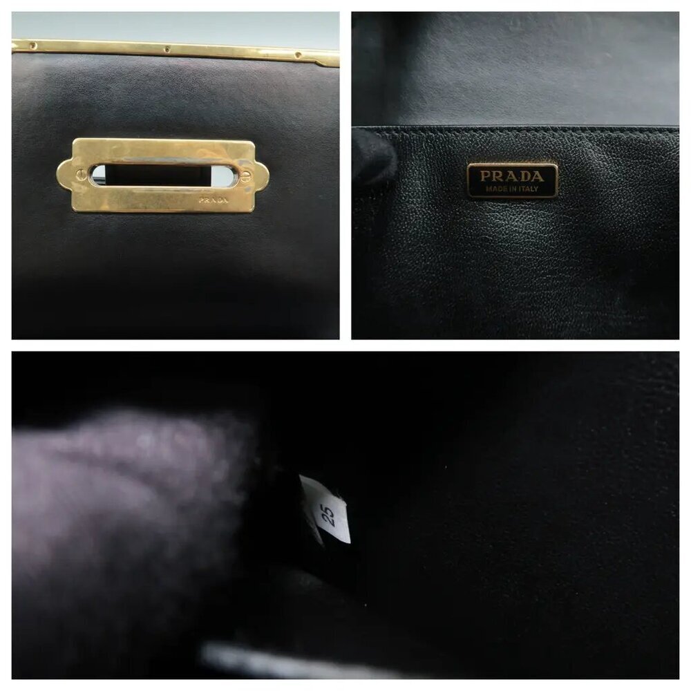 100% Authentic Prada Cahier Black Leather Shoulder Bag 1008-082224 - Picture 11 of 12